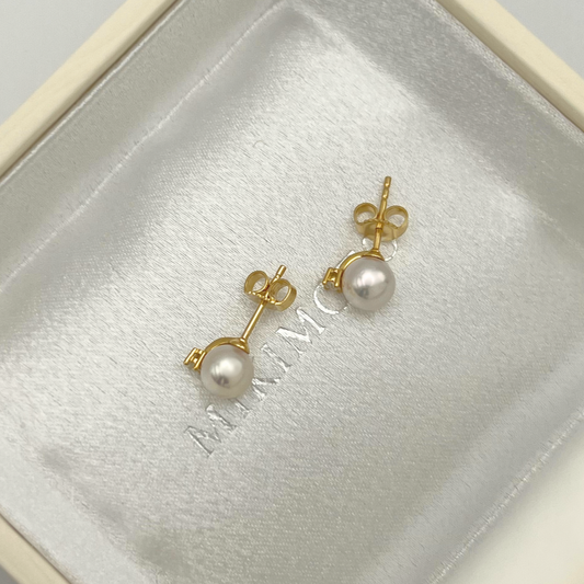 18KT Yellow Gold A+ Akoya Pearl Earrings