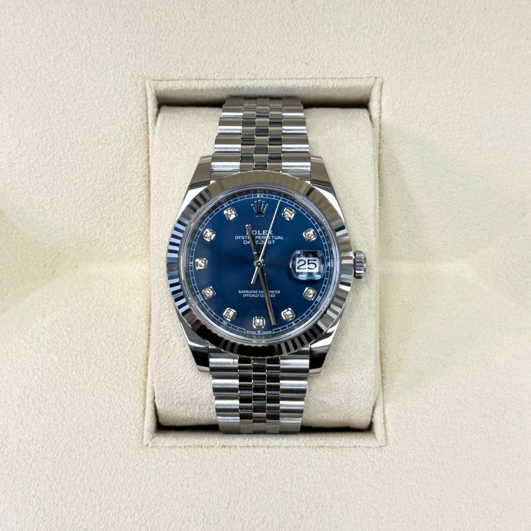 Datejust 41 Blue with Diamond-set Jubilee, Oystersteel and White gold, 126334G