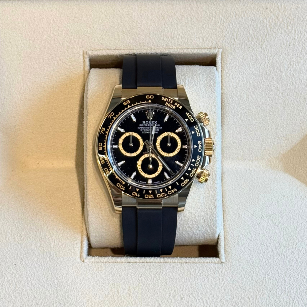 Cosmograph Daytona Oysterflex Black, Yellow gold, 126518LN