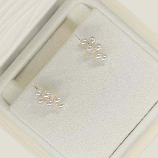 18K Yellow Gold Akoya pearls 3.75-4.00mm Earrings