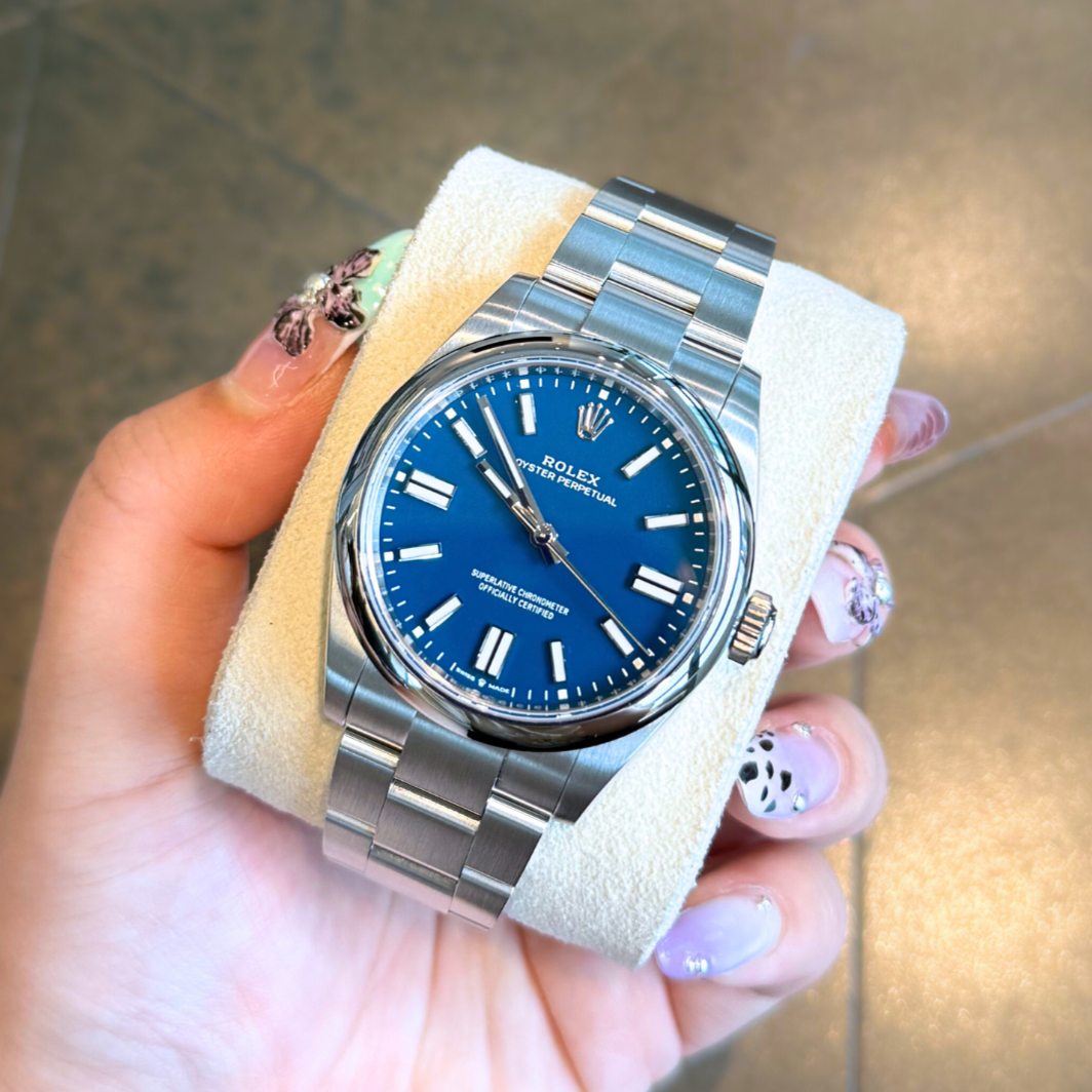 41 Blue Dial Rolex Op 41 On Wrist Oyster Perpetual 41 Med Blue