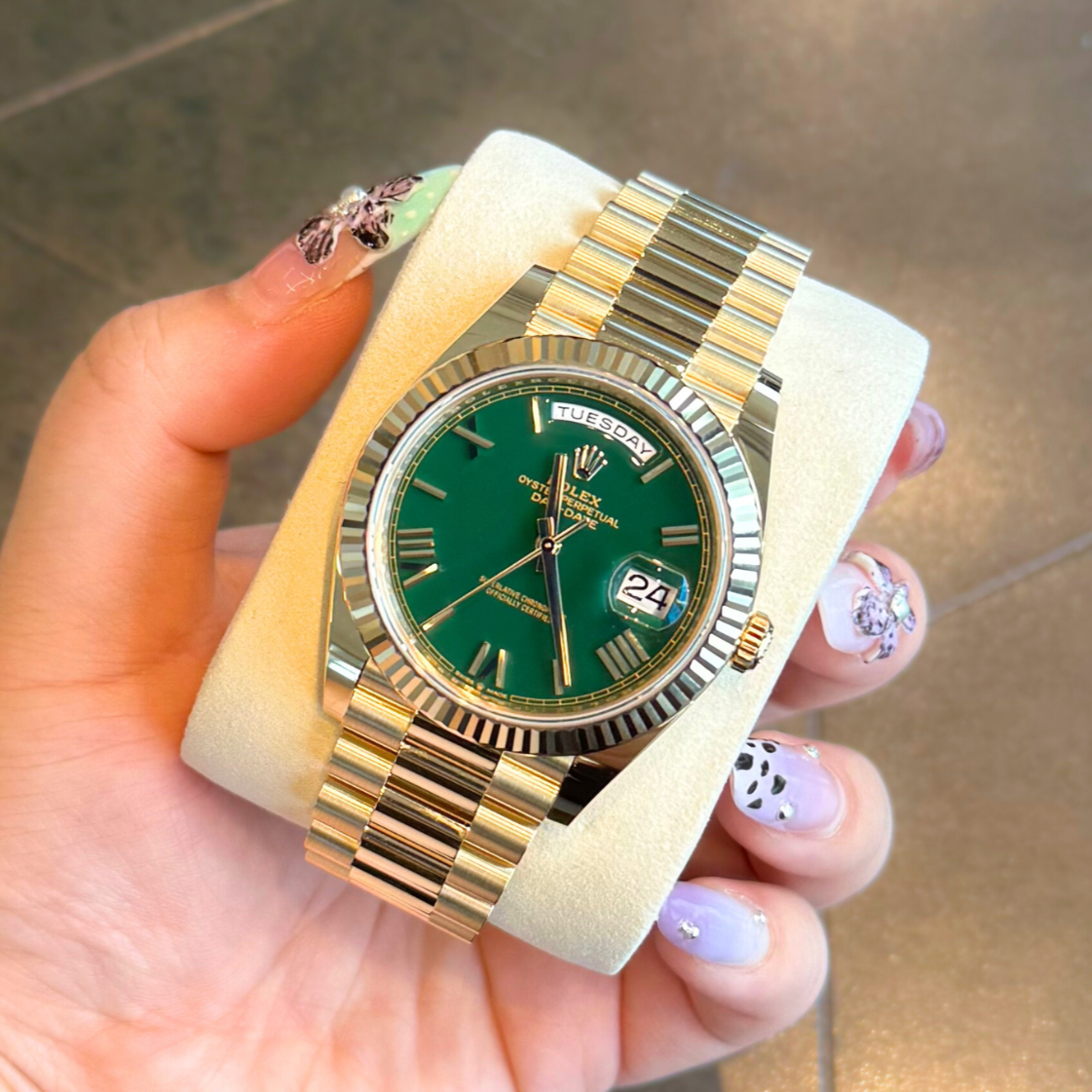 Day-Date 40 Green, Yellow gold, 228238