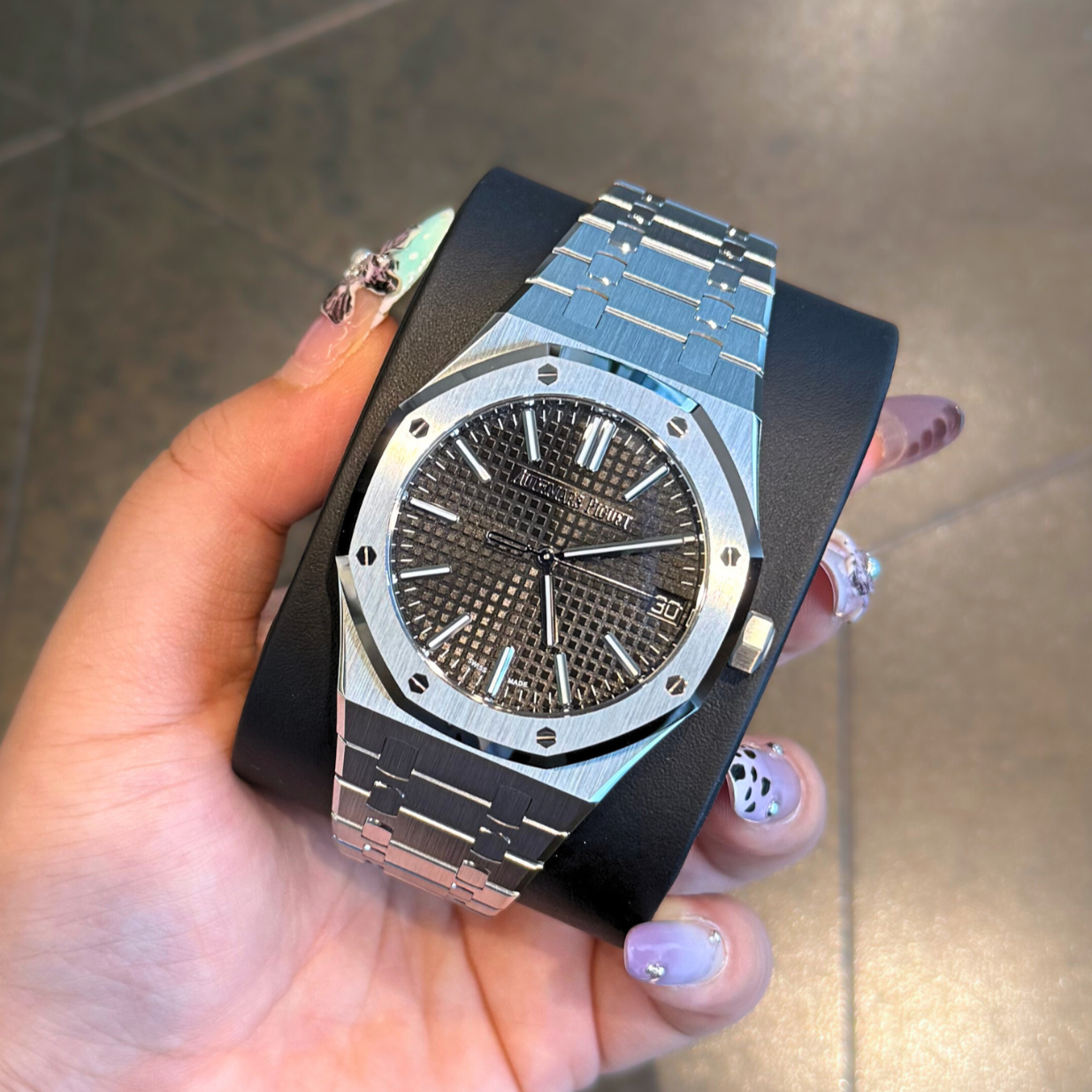 Royal Oak 41 mm Black, Stainless steel, 15510ST