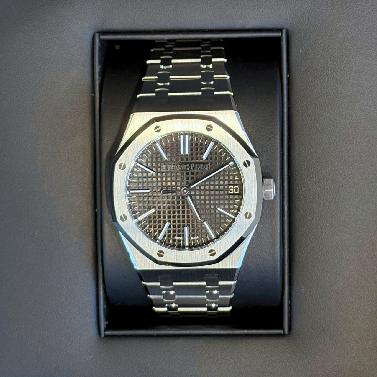 Royal Oak 41 mm Black, Stainless steel, 15510ST