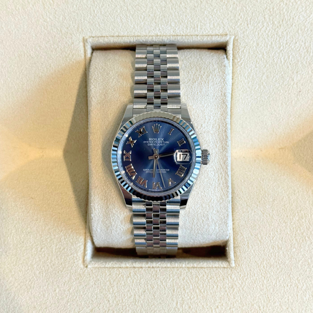 Datejust 31 Bright Blue Jubilee, Oystersteel and White gold, 278274