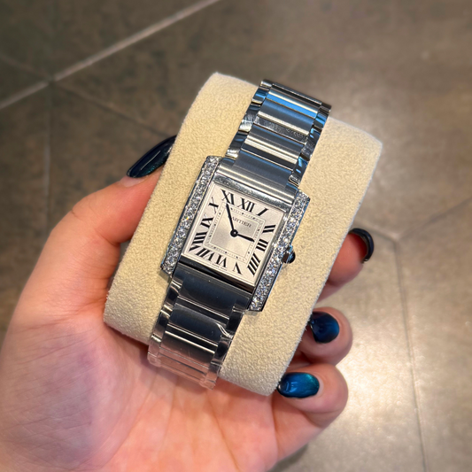 Tank Française with 26 Diamonds Medium, Stainless Steel, W4TA0021