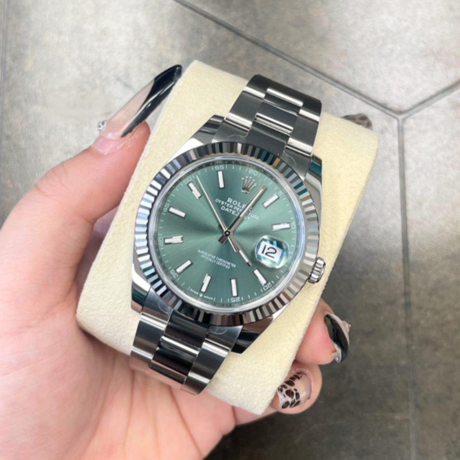 Datejust 41 Mint Green Oyster, Oystersteel and White gold, 126334
