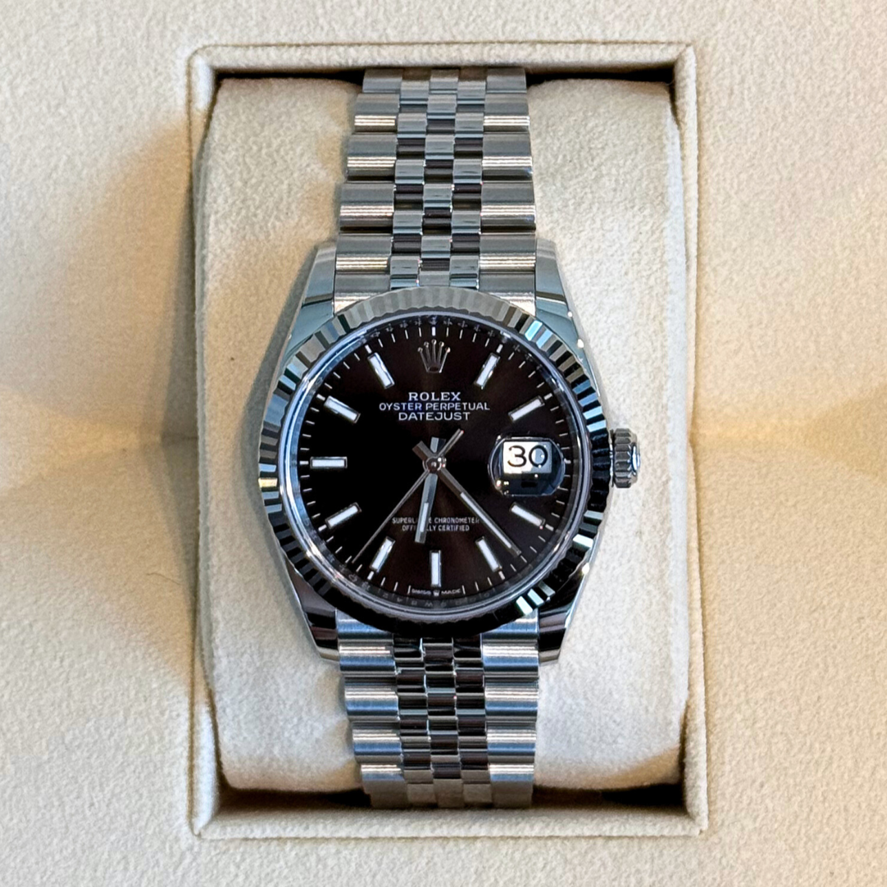 Datejust 36 Black Jubilee, Oystersteel and White gold, 126234