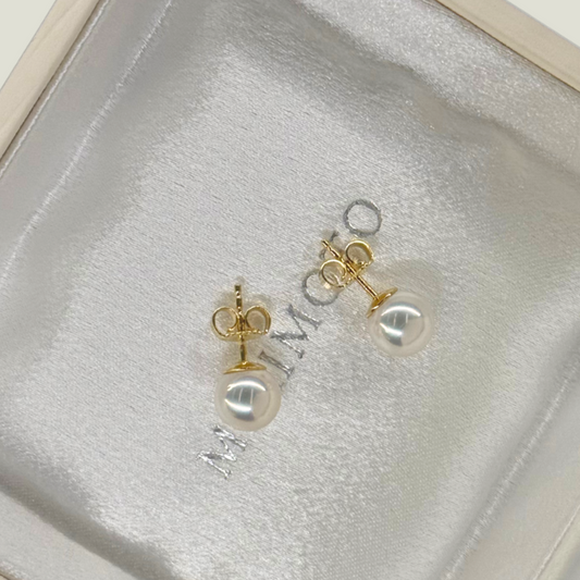 18KT Yellow Gold Akoya Studs A+ 8mm