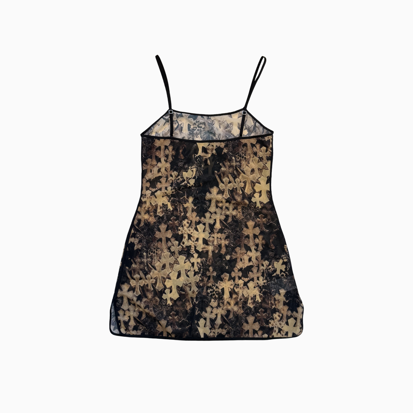 Sheer Mesh Cross Print Dress