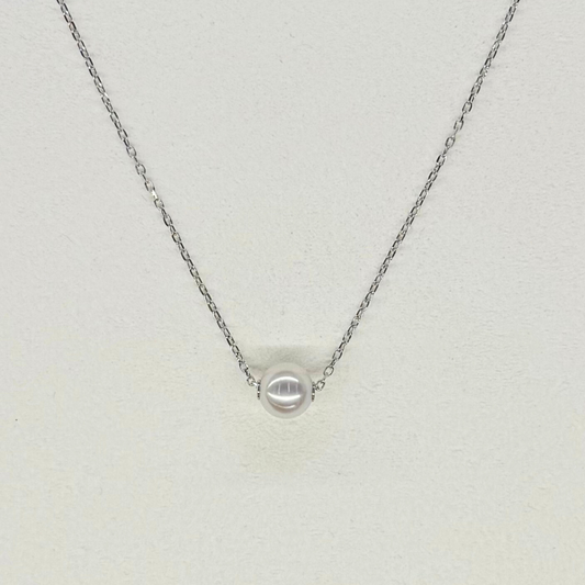 18K White Gold Pearl Necklace 8mm