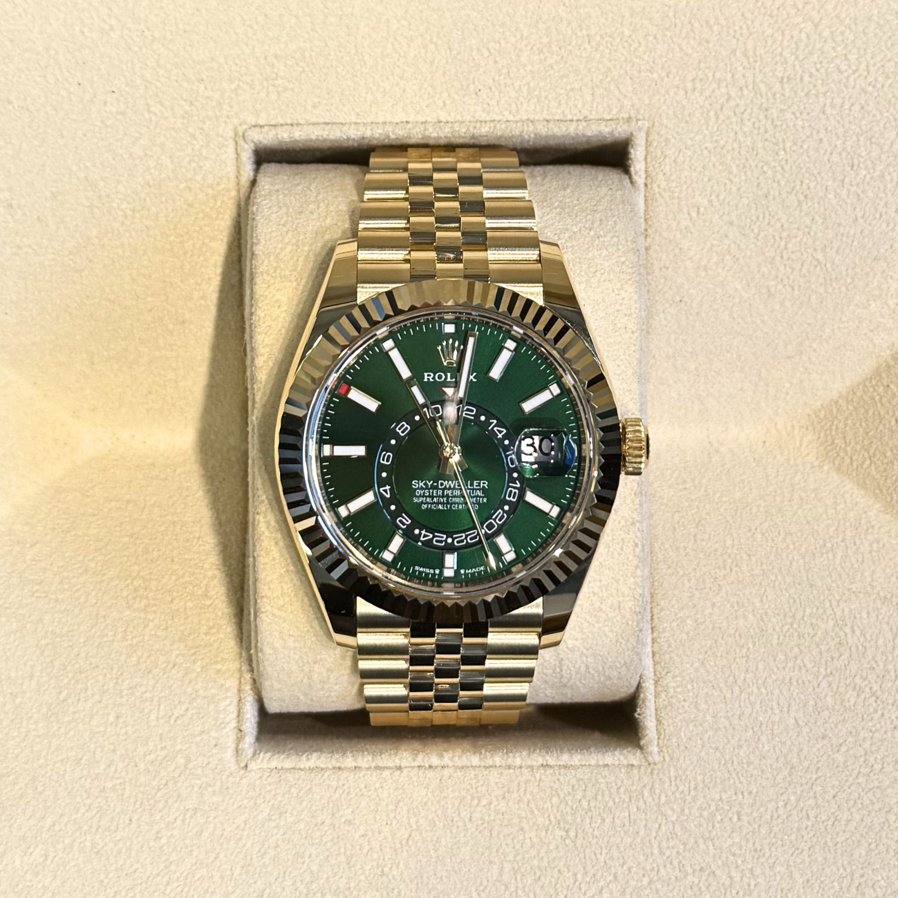 Sky-Dweller Green Jubilee, Oystersteel and Yellow gold, 336938