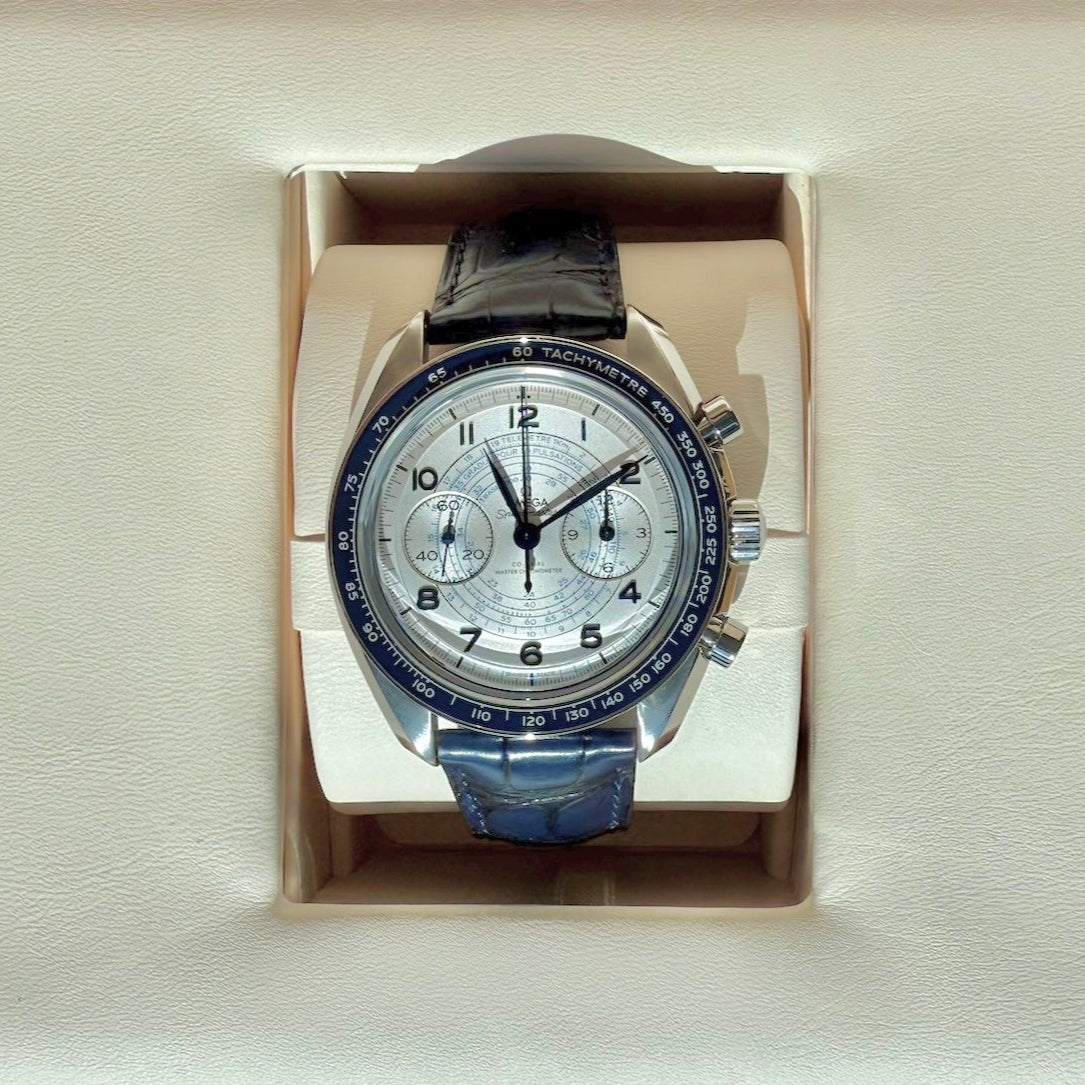 Speedmaster Chronoscope Blue, Steel on leather, 329.33.43.51.02.001