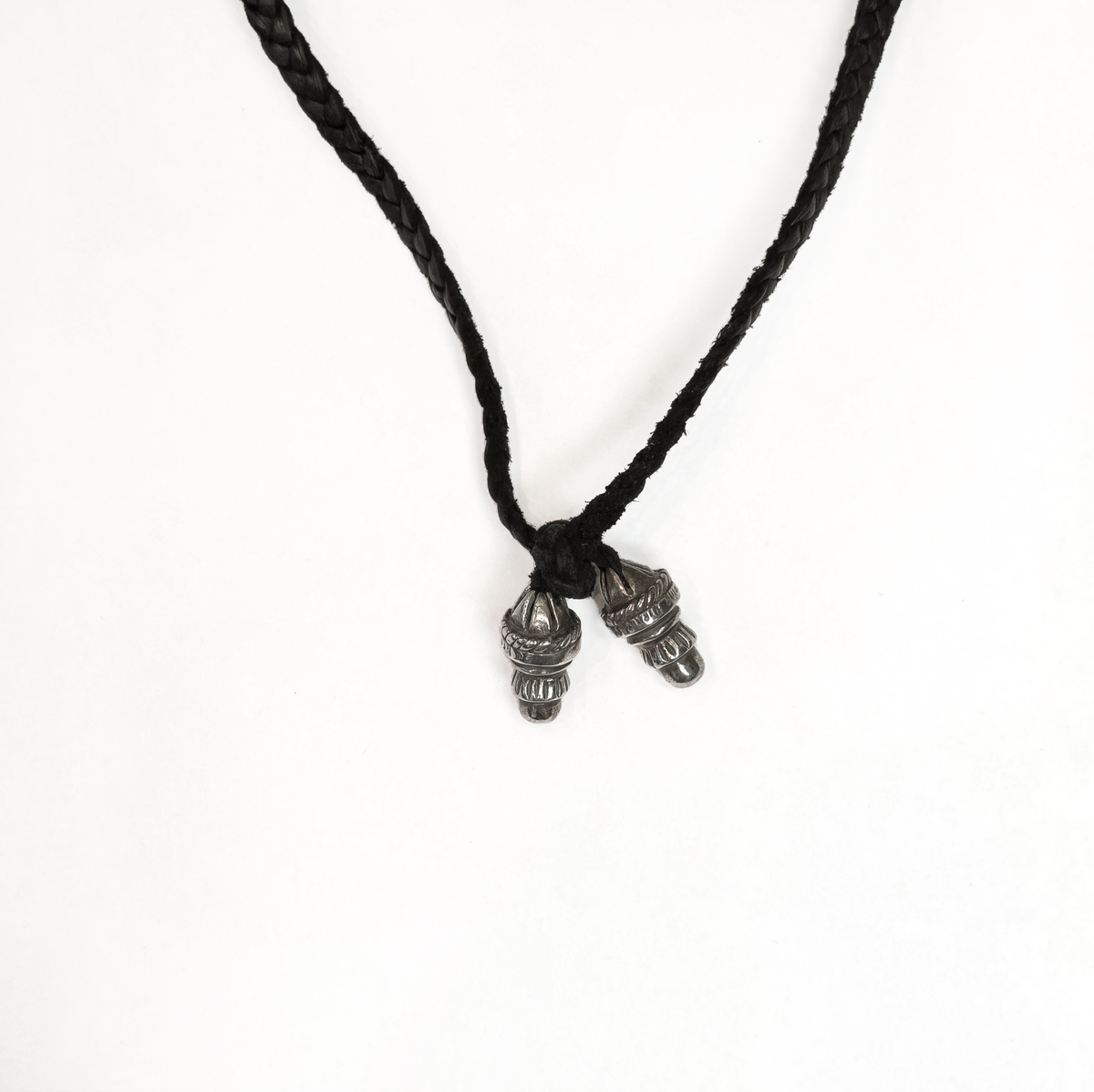 Sterling Silver Cross Pendant w/ Braided Leather Necklace
