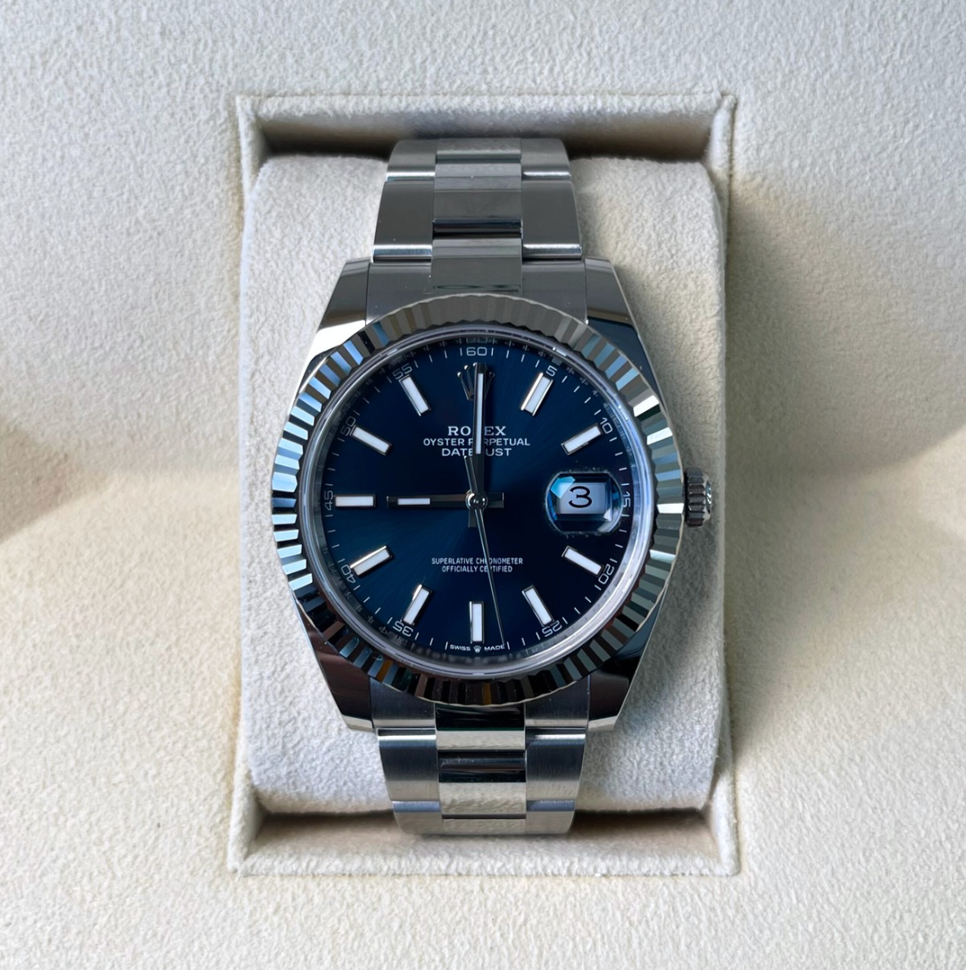 Datejust 41 Blue Oyster, Oystersteel and White gold, 126334