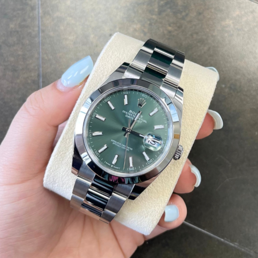 Datejust 41 Mint Green Oyster, Oystersteel and White gold, 126300