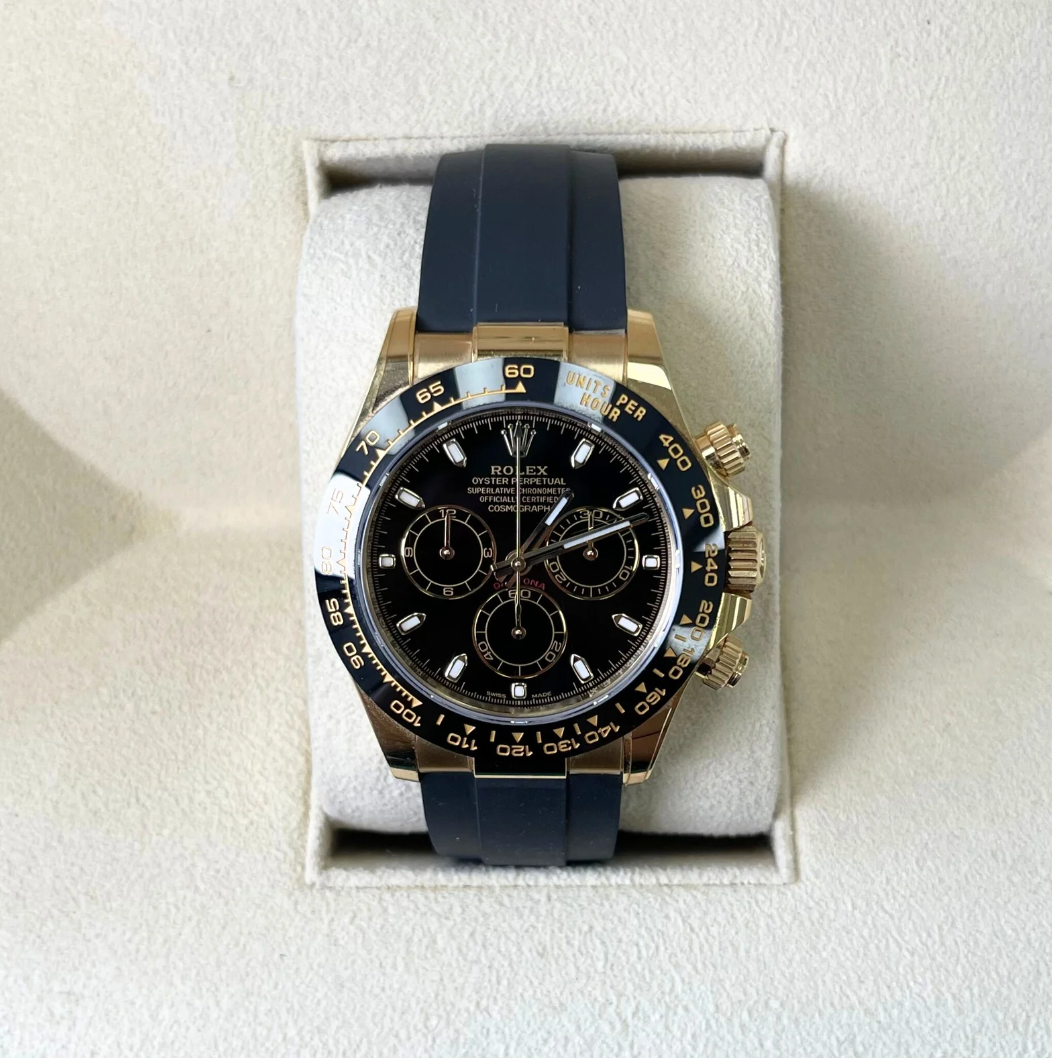 Cosmograph Daytona Oysterflex Black, Yellow gold, 116518LN