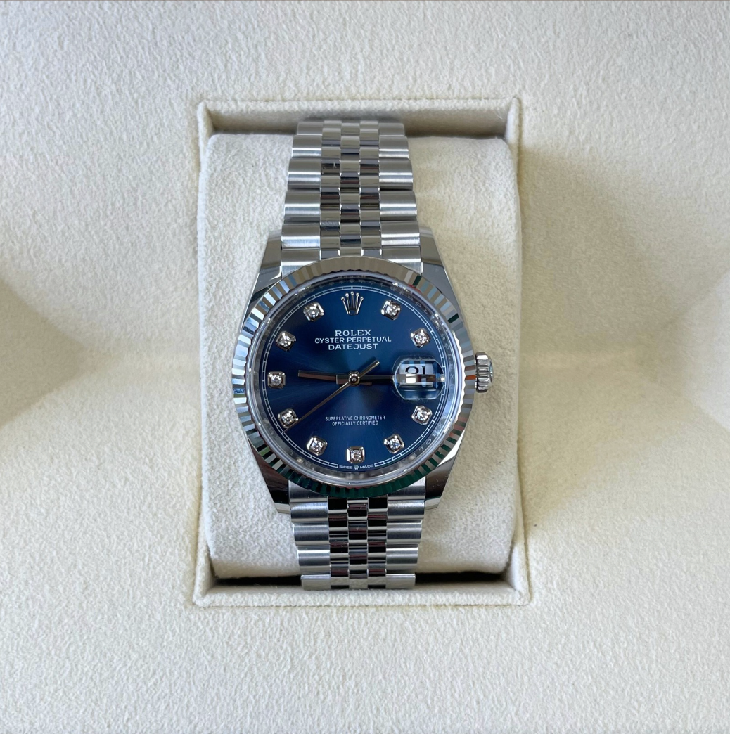 Datejust 36 Blue Jubilee with Diamonds, Oystersteel and White gold, 126234G
