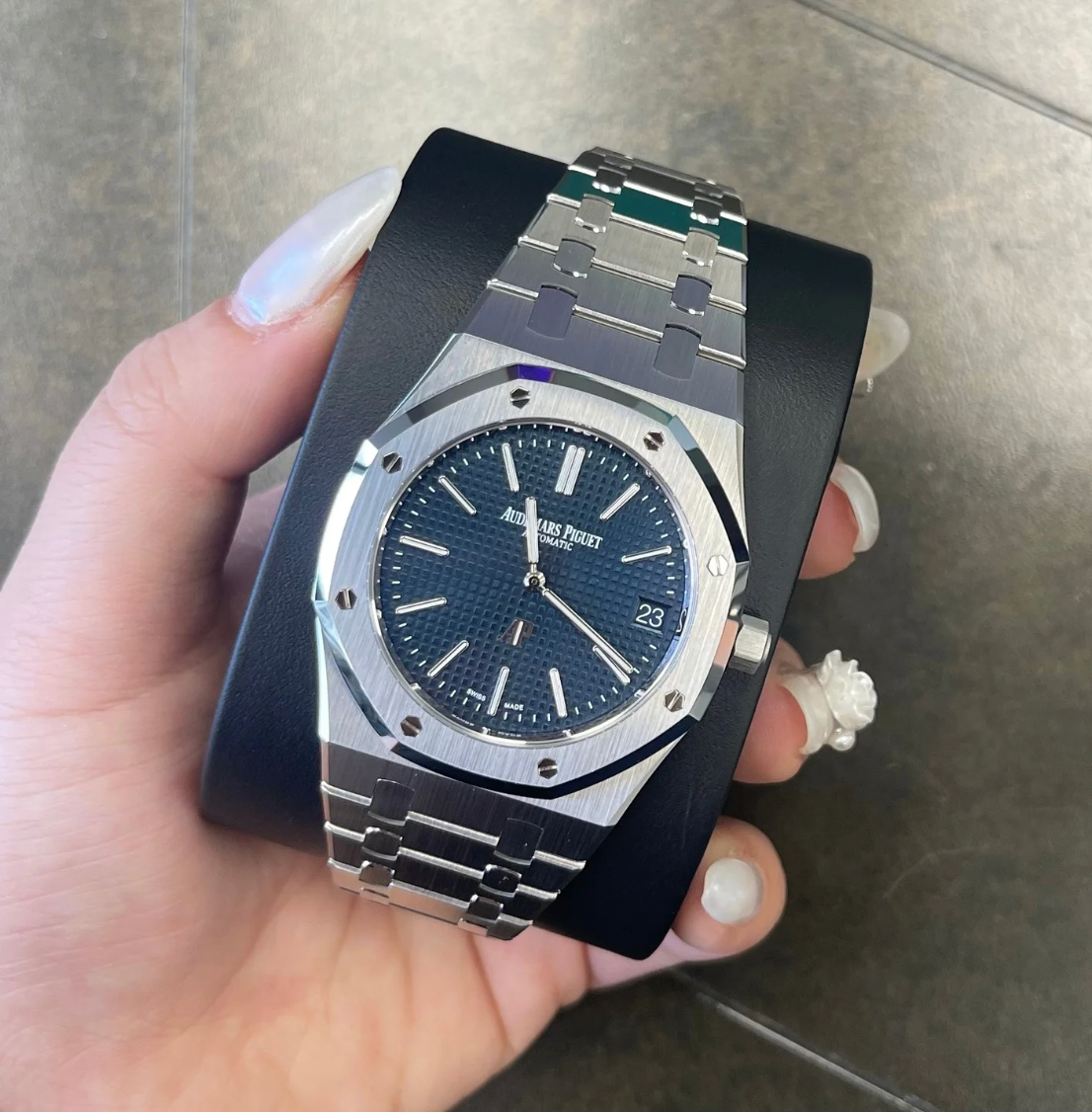 Royal Oak Blue "Jumbo" Extra Thin, Stainless steel, 16202ST
