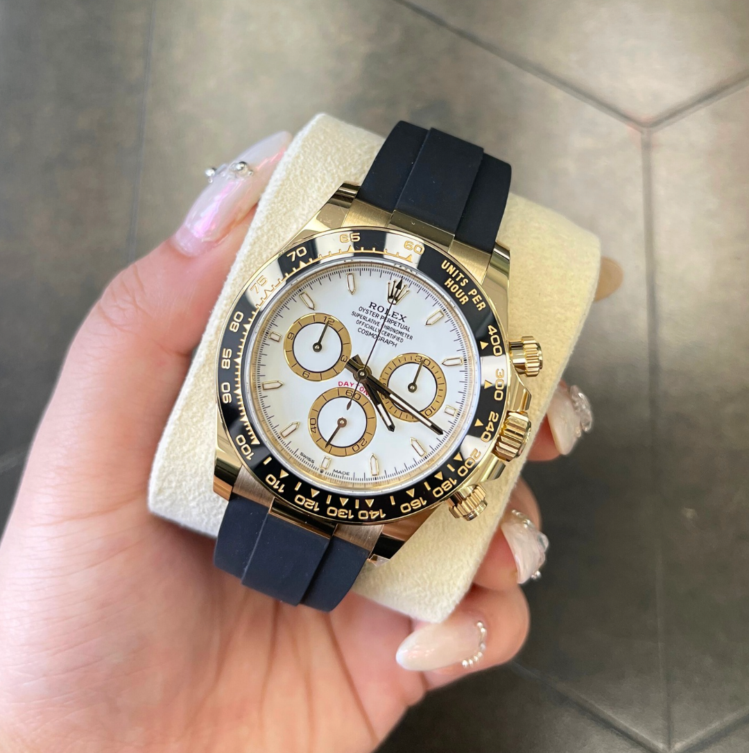 Cosmograph Daytona Oysterflex White, Yellow gold, 126518LN