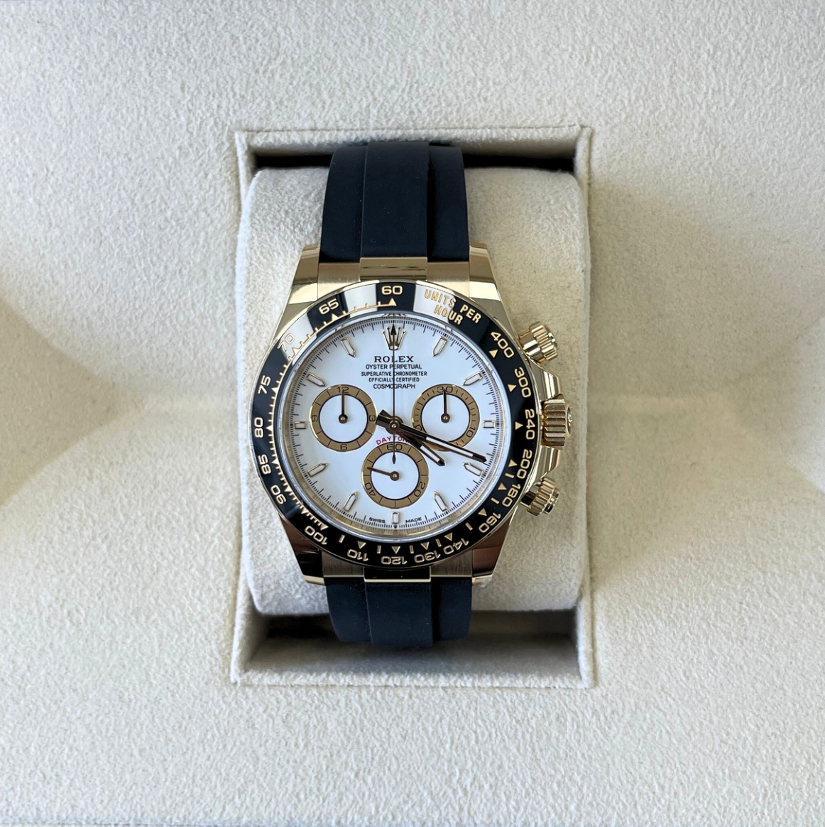 Cosmograph Daytona Oysterflex White, Yellow gold, 126518LN