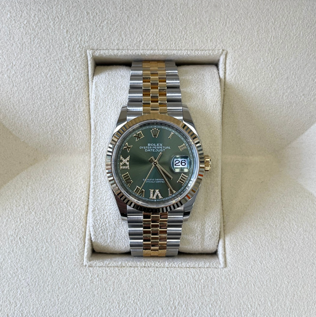 Datejust 36 Olive Green with Diamond-set Jubilee, Oystersteel and Yellow gold, 126233