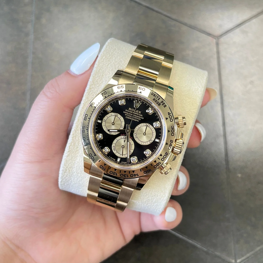 Cosmograph Daytona Black with Diamond-set, Yellow gold, 126508G