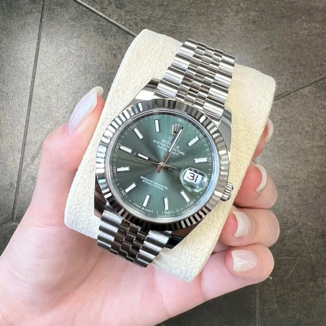 Datejust 41 Mint Green Jubilee, Oystersteel and White gold, 126334