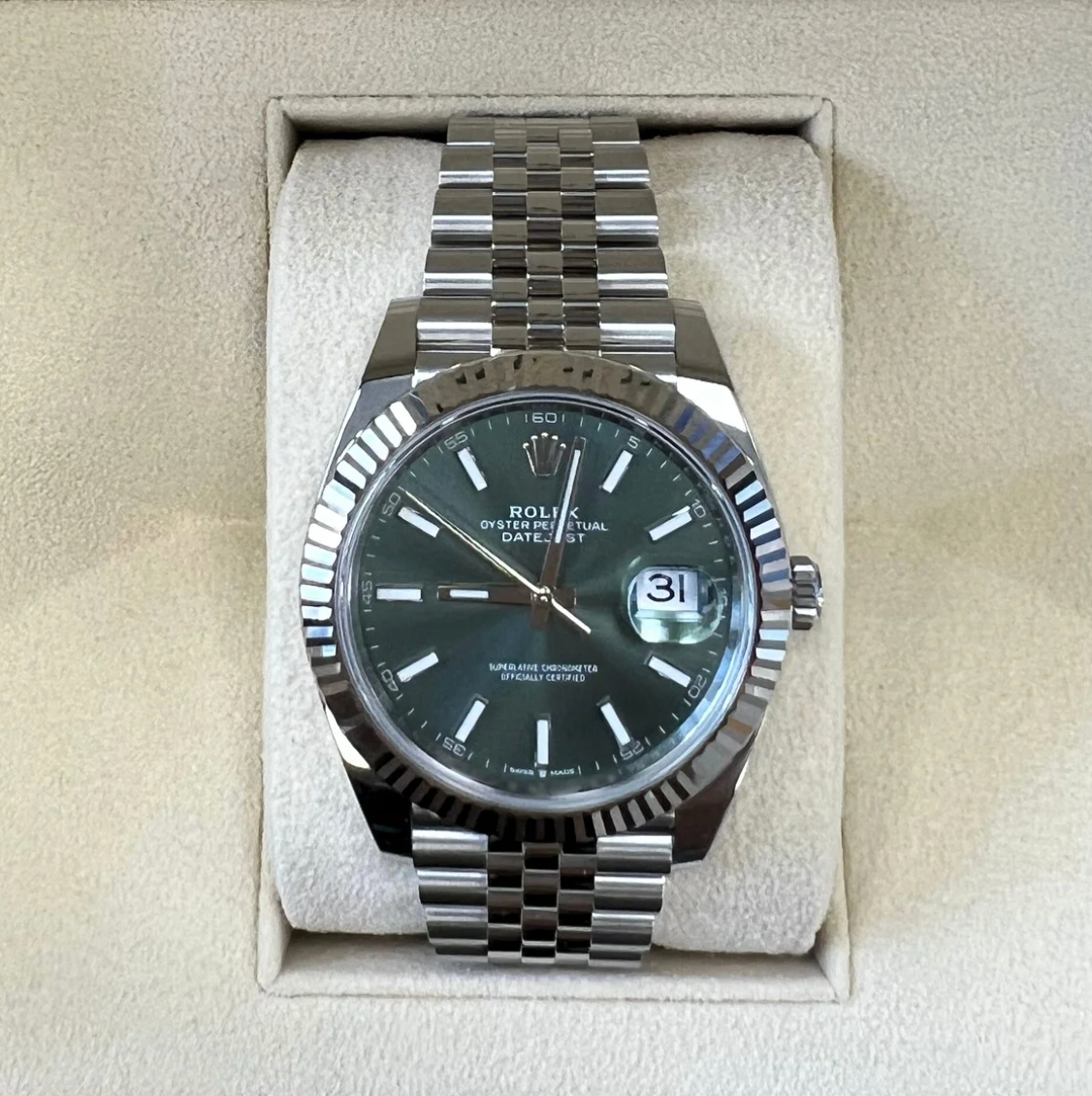 Datejust 41 Mint Green Jubilee, Oystersteel and White gold, 126334