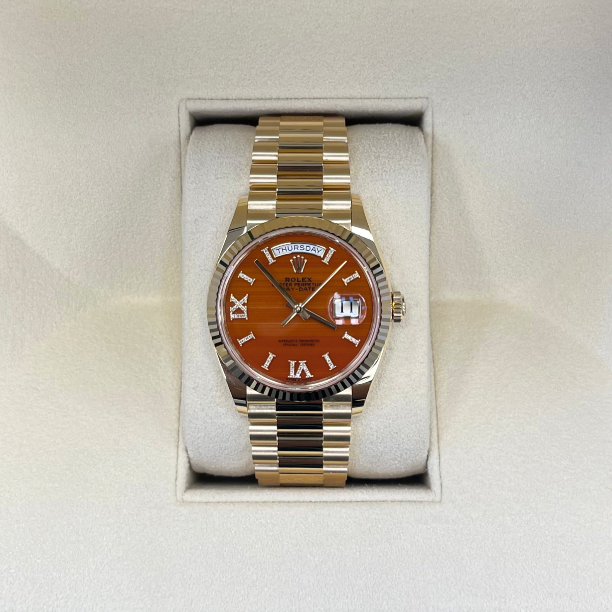 Day-Date 36 Carnelian, Yellow gold, 128238