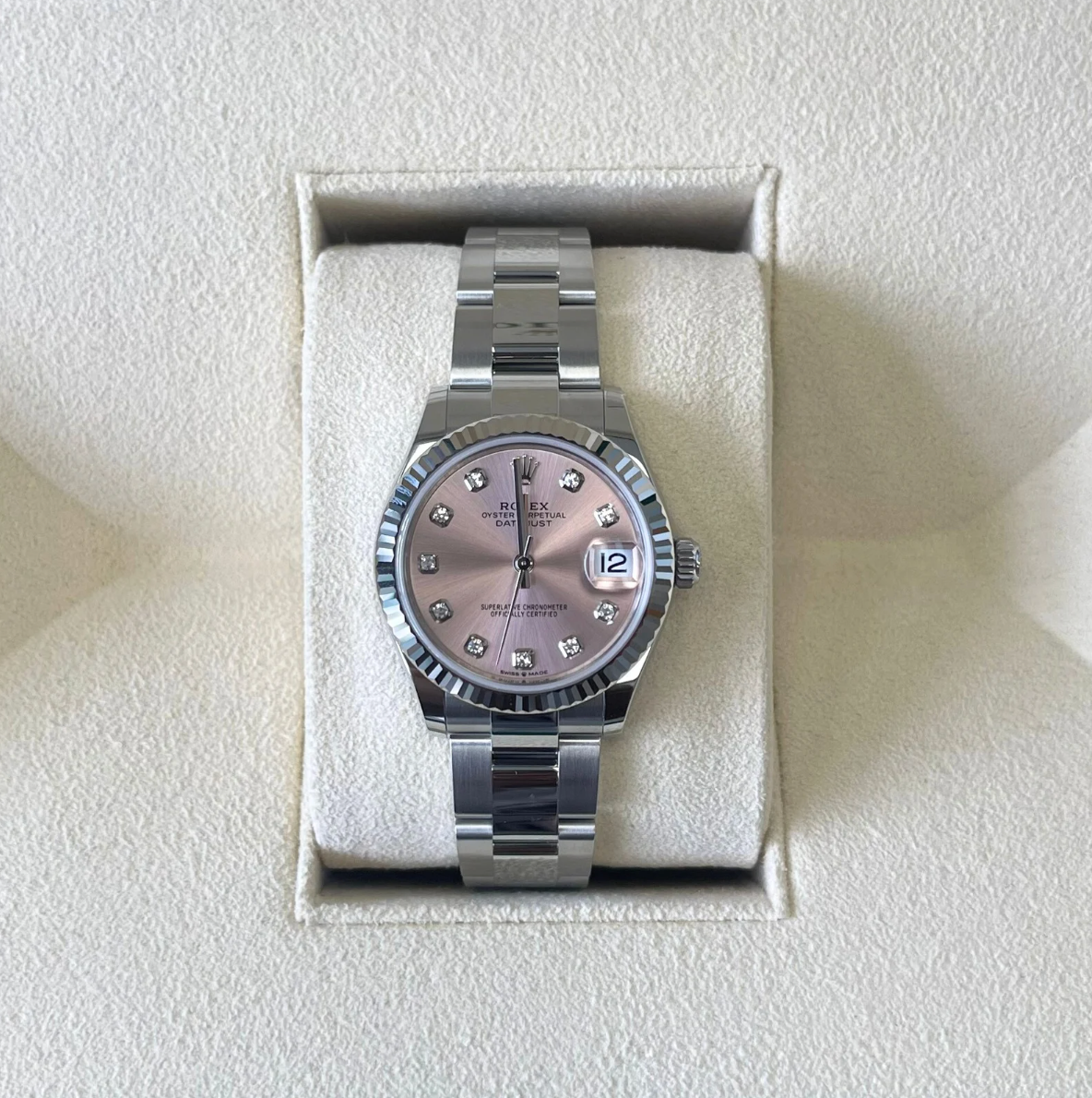 Datejust 31, Pink Oyster with Diamonds, Oystersteel and White gold, 278274G