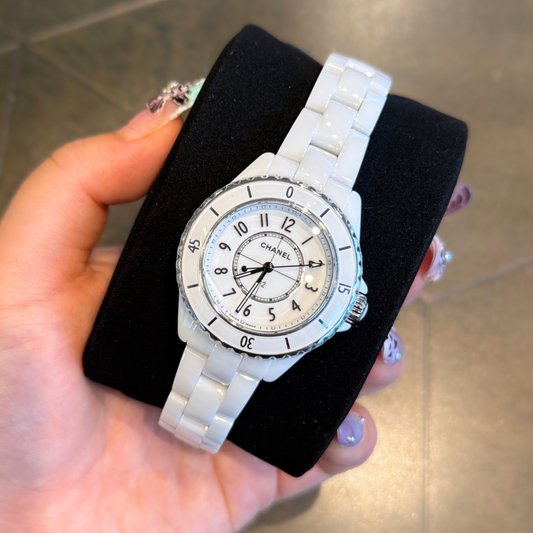 J12 Watch, 33 mm, White ceramic and steel, H5698