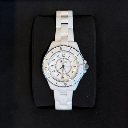 J12 Watch, 33 mm, White ceramic and steel, H5698