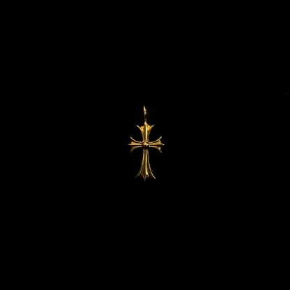 22K Yellow Gold Blue Sapphire Tiny Cross Charm Pendant