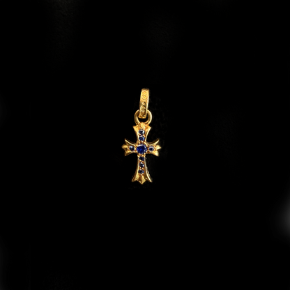 22K Yellow Gold Blue Sapphire Baby Fat Charm Pendant