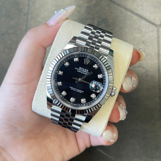 Datejust 41 Black with Diamond-set Jubilee, Oystersteel and White gold, 126334G