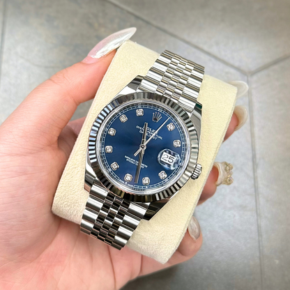 Datejust 41 Blue with Diamond-set Jubilee, Oystersteel and White gold, 126334G