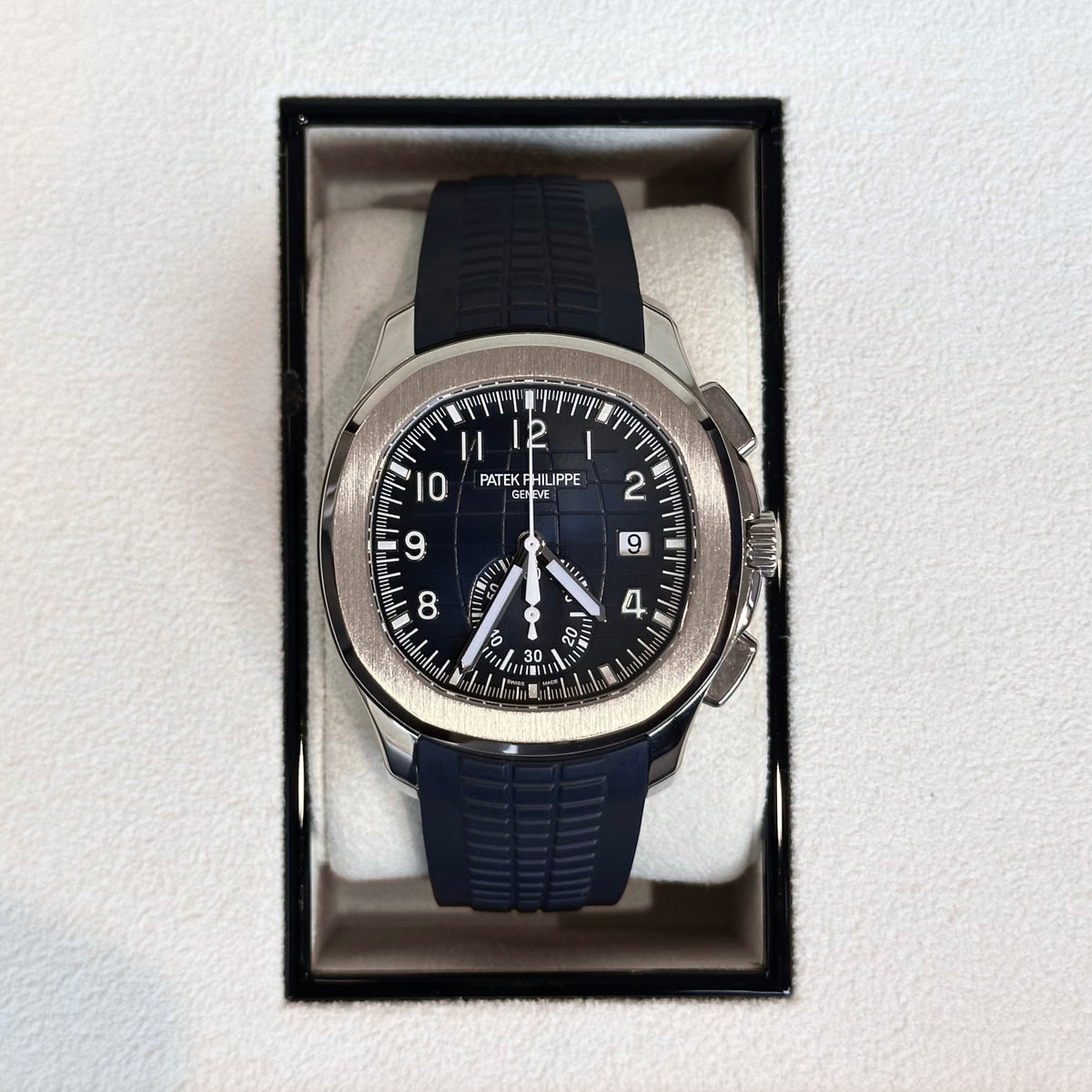 Aquanaut Chronograph, Sunburst Blue, White Gold, 5968G-001