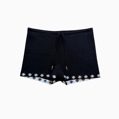 Woman Cross-Print Drawstring Shorts