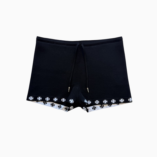 Woman Cross-Print Drawstring Shorts