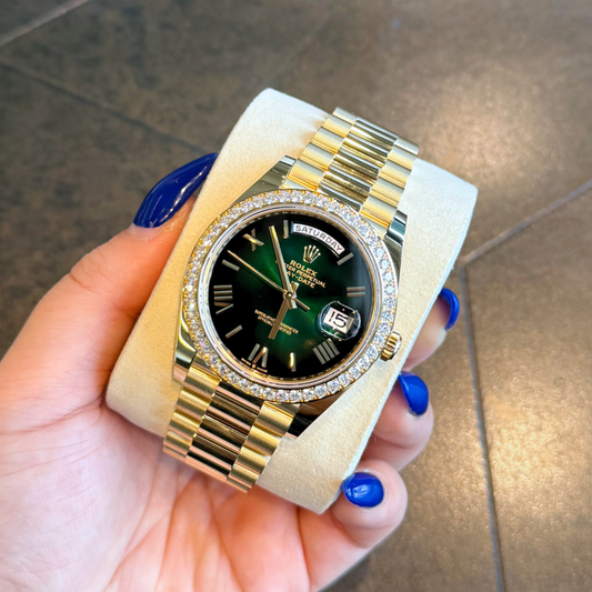 Day-Date 40 Green Ombré, Yellow gold and diamonds, 228348RBR