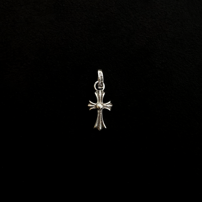 925 Sterling Silver Baby Fat Pave Diamond Cross Pendant