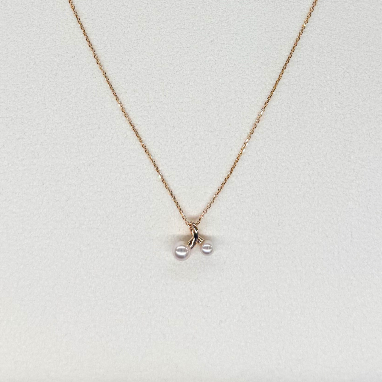 18K Pink Gold Akoya pearl 4-5.00mm Twist Pendant Necklace