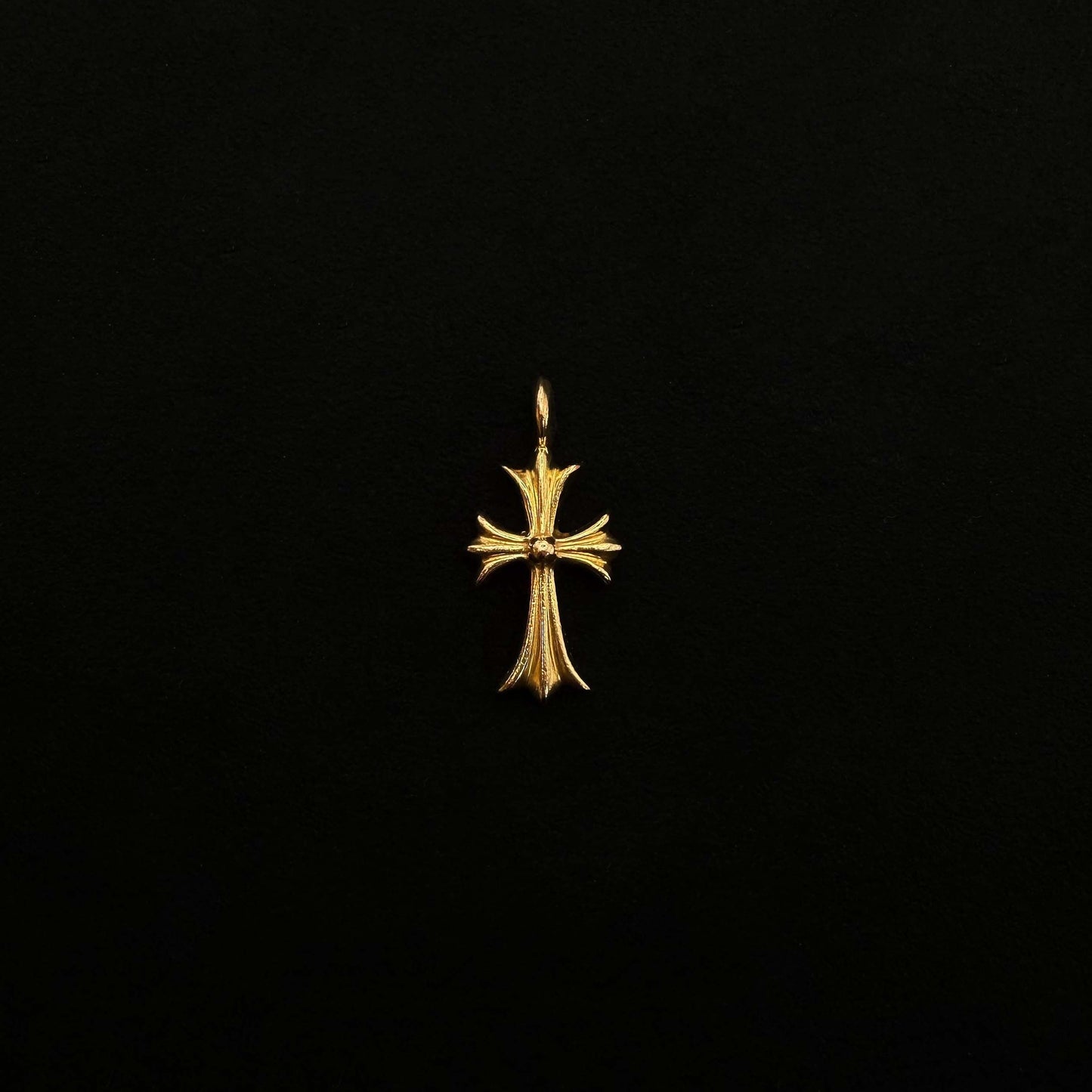 22K Yellow Gold White Diamond Tiny Cross Charm Pendant