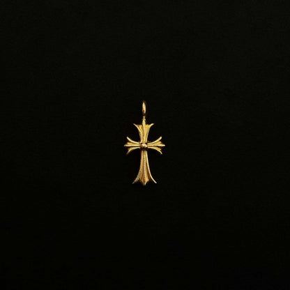 22K Yellow Gold White Diamond Tiny Cross Charm Pendant