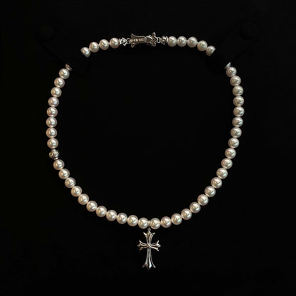 18K White Gold Choker Pearl Necklace x MIKIMOTO