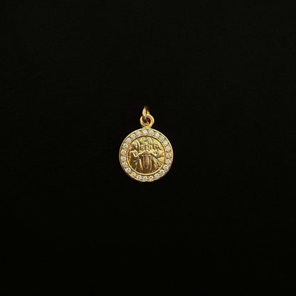 22K Yellow Gold Angel Plate Paved Charm