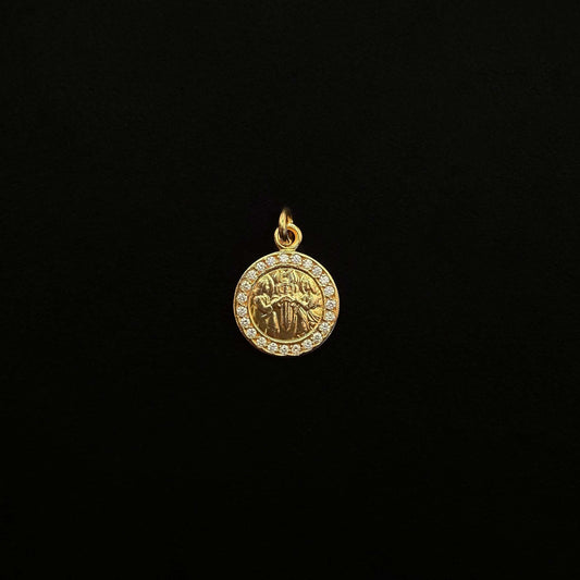 22K Yellow Gold Angel Plate Paved Charm
