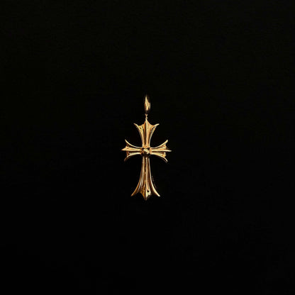 22K Yellow Gold Ruby Tiny Cross Charm Pendant