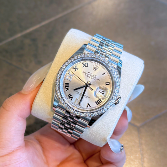 Datejust 36 Silver with Diamond-set Jubilee, Oystersteel and White gold and Diamonds, 126284RBR